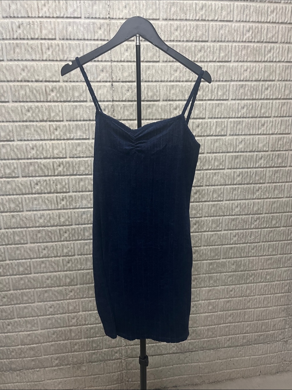Cupshe Navy Blue Velvet Mini Slip Dress